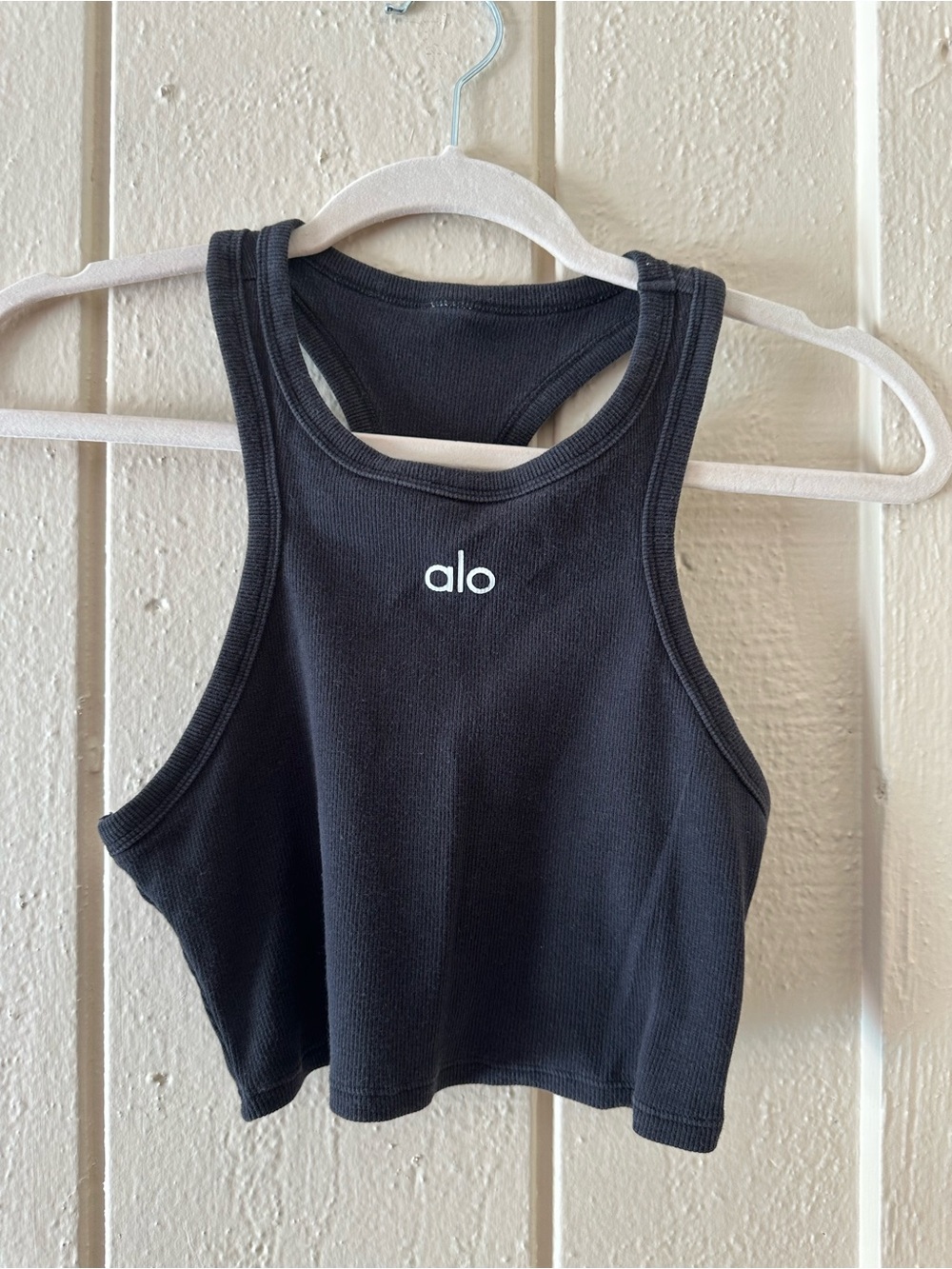 GREAT ALO YOGA BABY BLACK RIBBED RACERBACK TANK TOP XS WOW